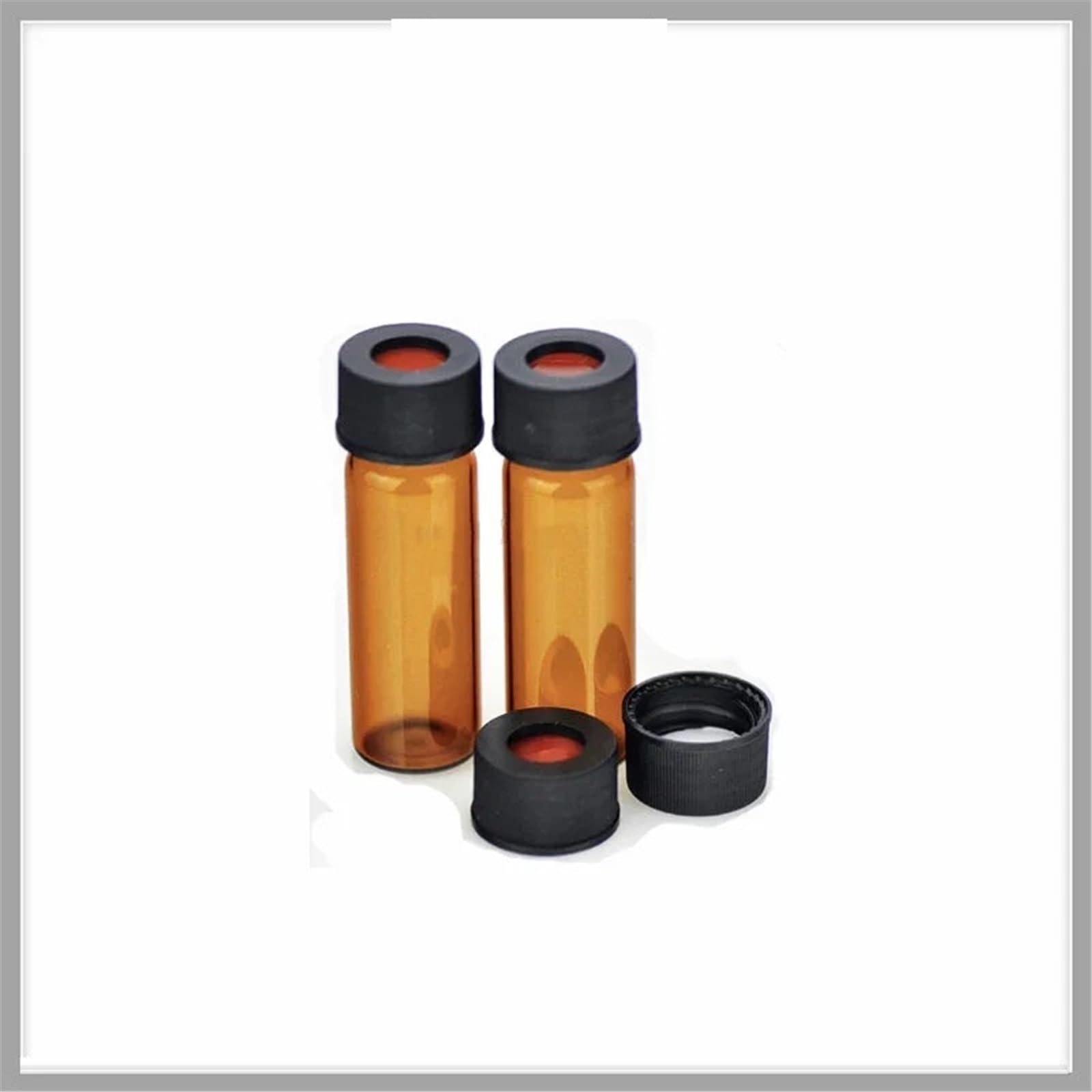 Tappo in polipropilene nero con apertura superiore, setti in PTFE rosso/silicone bianco, fiala for cromatografia da 13 mm, 4 ml, 100/confezione