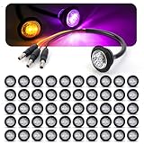 MADCATZ 50 Pcs Multi-Color 3/4 Inch Mini Round 2 LED Amber to Purple Side Marker Indicator Clearance Light Dual Colors 12V DC, 3 Wire, for Truck Trailer Boat with Grommet