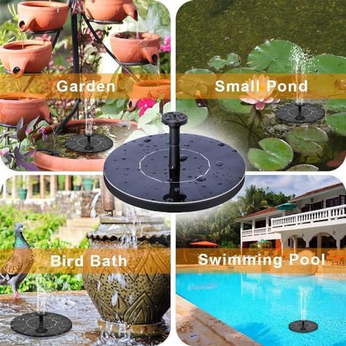 Image of Solar Fountain Fountain Water Pump for Bird Bath New Upgraded Mini Solar Powered Watering Submersible Pump for Pond Pool Garden Fish Tank Aquarium