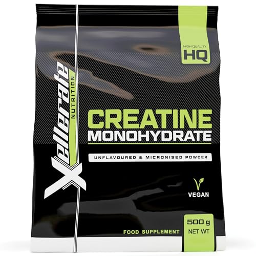 Creatine Monohydrate Powder Micronised 500g - 5+ Month Supply - Finest Grade, Pure & Unflavoured - Scoop Included - Made in The UK - Xellerate Nutrition