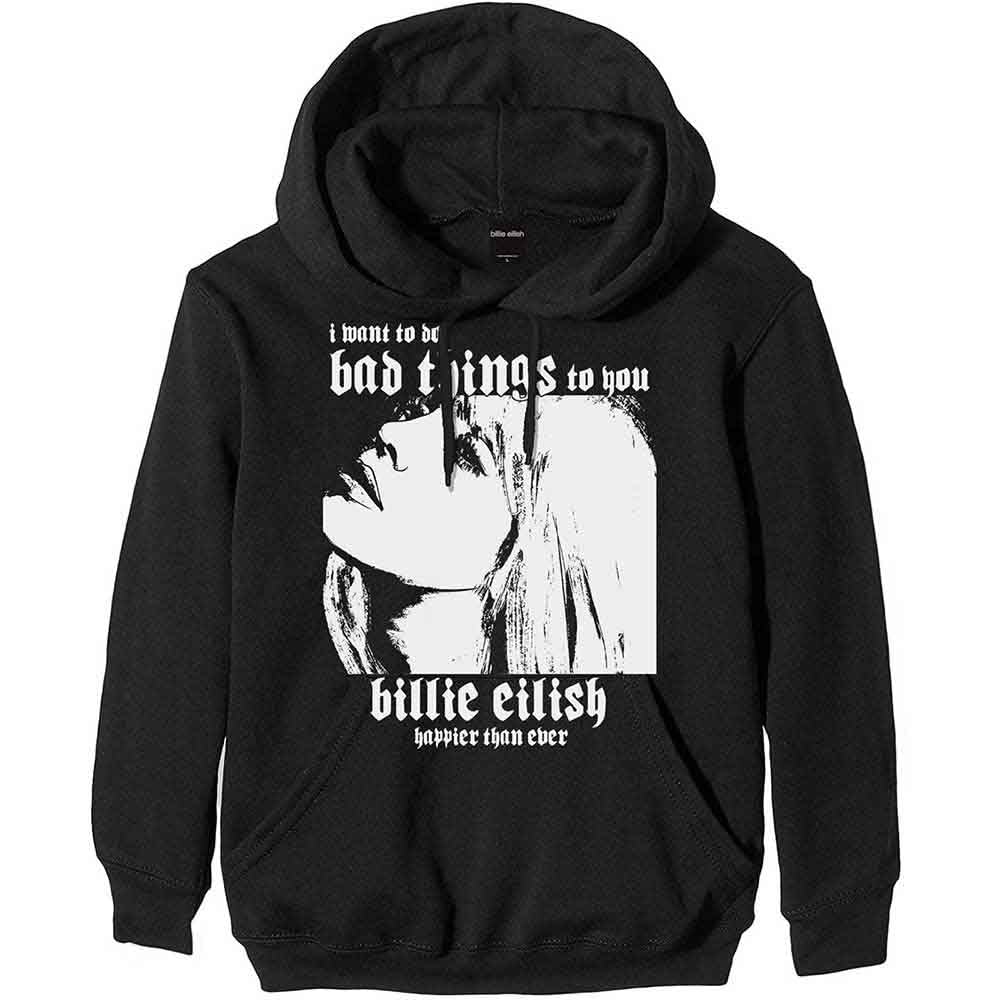 Sweat à capuche noir authentique Billie Eilish Bad Things unisexe