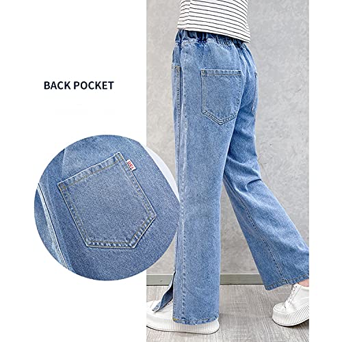 Jeans large fille bootcut Rolanko en taille 170 denim bleu déchiré pour enfants - 4
