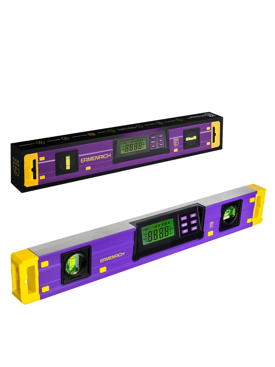 Verk LY40 Inclinometro Digitale 0–360° con Livella a Bolla | Orizzontale e Verticale Display LCD Indicatore Sonoro Pulsante Hold IP54 Impermeabile per Falegnameria, Casa e Fai da Te