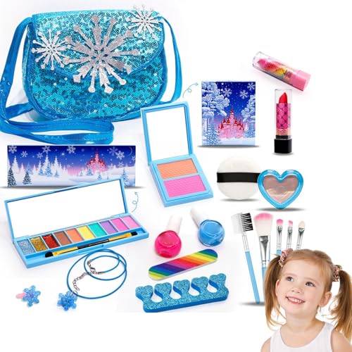 Kit de maquillaje para niños pequeños, maquillaje de juego para niños,Juguetes cosméticos reales lavables para niñas - Kit de maquillaje para niños reales para niñas, juguetes para niños de 3 a 12 año