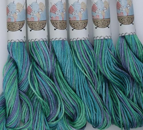 Image of KCS Big skeins of 25 Meters Size 25 Color Variegated Cross Stitch Stranded Threads,6 skeins,4030