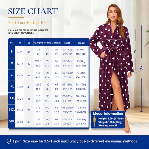 Image of RONGTAI Womens Bathrobe Ladies Fleece Plush Warm Long Robes Fleece Nightgown Sleepwear