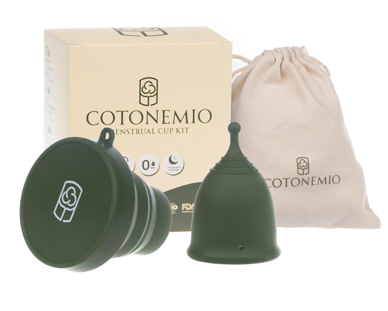 Coppetta Mestruale S in 100% Silicone Medico con Sterilizzatore e Sacchetto in Cotone | Kit Coppetta Riutilizzabile, Senza BPA, Fino a 12 Ore di Protezione