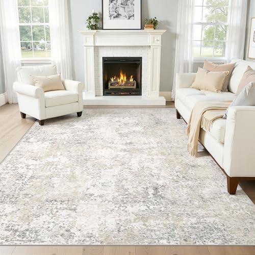 5x7 Area Rugs for Living Room: Washable Modern Abstract Area