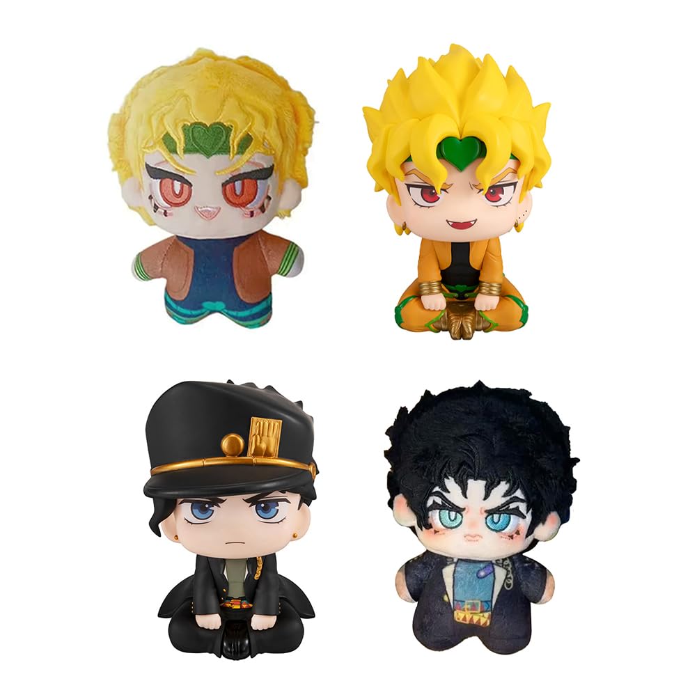 Zhongkaihua Jotaro/Dio Brando Figure Plush JJBA 10CM Sitting Action Figure JJBA Anime Character Cartoon Cute Figurine Collection Decorations Ornaments