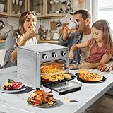 Panana Compact Airfryer Toaster Oven, 1400W 21QT with 6-in-1 Multifunctions and Wide Temperature Range, Air Fryer Oven with 60-Minute Timer/Auto-Off, Stainless Steel Countertop Oven (Silver)