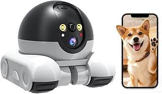 Roboter-Kamera für Haustiere, WLAN-Sicherheitskamera mit Rollen, 1080p, Doppelobjektiv, Fernbedienung zu Hause, Arbeit, Haustiere, 64 GB Karte enthalten