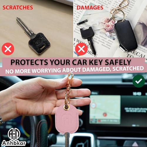 Image of Leather Keys Sleeve for Broken Car Key Loop Replacement - Cute Keychain Cover - Protector, Holder for Men & Women