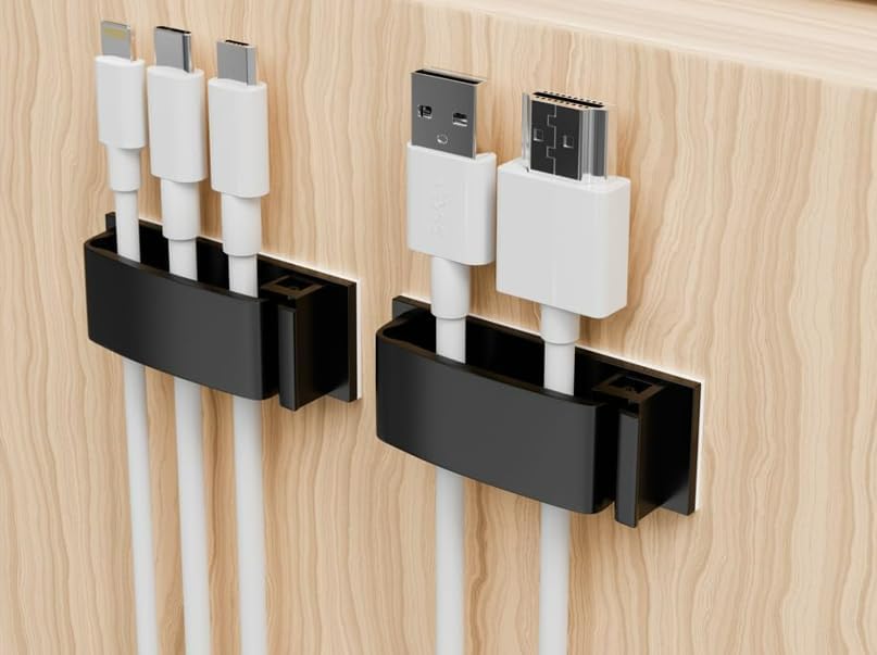 Miniatura 4 de Conwork - Clips para cables, organizador de cables Ethernet, abrazaderas adhesivas para gestión de cables, soporte para cables de escritorio,