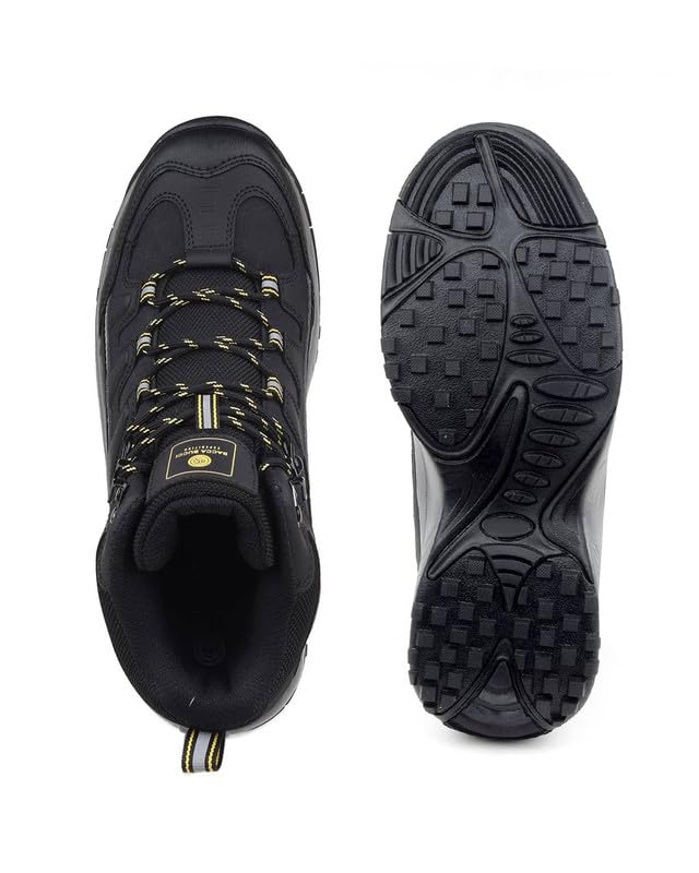 Image of Bacca Bucci Men's Mid-Top Trekking Boots with Rugged Grip Sole, Padded Ankle Support & Secure Lace-Hook Closure