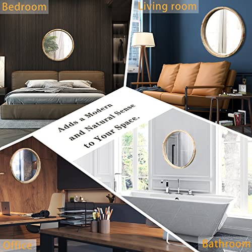 Yamyeud Wooden Round Mirrors Decorative Mirror - 30'' Farmhouses Circle Mirrors Distressed Wall Mounted Mirror For Entryway, Bedroom, Foyer, Bathroom Hanging Mirrors #TOP4
