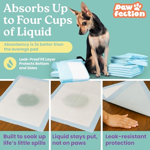 Pawfection 23.6" x 29.5" Unscented Puppy Pads – 6-Layer Absorbent Design – Holds up to 4 Cups of Liquid – Leak Proof & Tear Resistant for Indoor or Travel Crate Use – 30 Count Pee Pads for Dogs by Pawfection - Used condition - Image 4