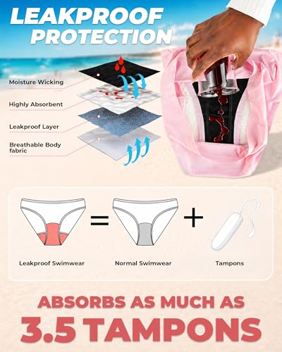 Image of Period Swimwear for Teens One Piece Ultra-Thin Quick-Dry Leakproof Tummy Control Swim Suit ，Multi