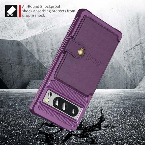 Funda Google Pixel 8 Pro tipo cartera morada ideal para viajar sin bolsos 4