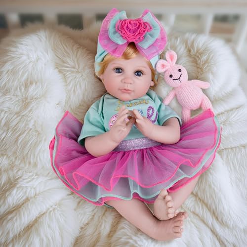 Image of Milidool Lifelike Reborn Baby Dolls, 22 inch Weighted Cute Soft Body Realistic Newborn Baby Doll Real Life Baby Dolls Girl Gift with Feeding Toy Accessories Set for 3+ Years Old Kids, Grandma
