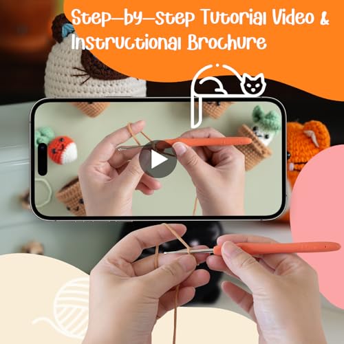 TAKADODO Crochet Kit for Beginners - Learn to Crochet Kits for Adults Beginner with Step-by-Step Video Tutorials - Crochet Kits for Adults and Kids (Cats) - Image 2