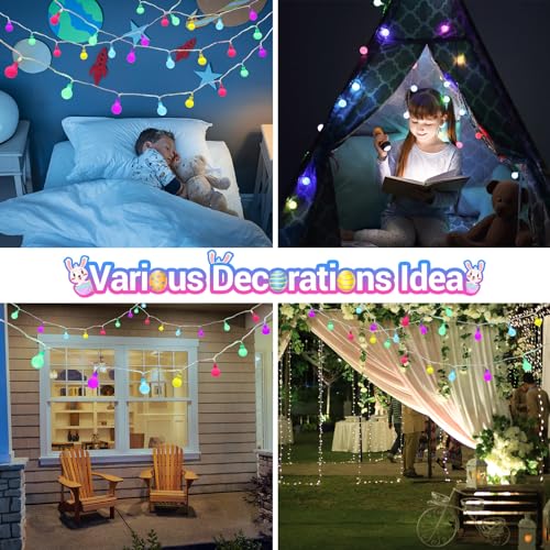 LYHOPE Easter Pastel Light, 19.3ft 60 LED Globe Decoration Lights, Battery Powered Pastel String Lights for Easter, Part - Additional View