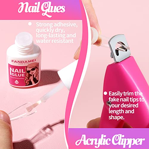 Clear Coffin Nail Tips Kit, Fandamei 600 Pcs Full Cover Acrylic False Nail Tips, Long Ballerina Fake Coffin Nail Tips With Nail Glue, 2 Set Nail Display Stand And For Nail Practice Nail Art Diy #TOP4