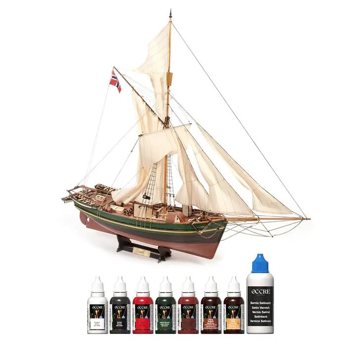 Occre Gjøa Ship Model 8 Pots Acrylic Paint Set with Satin Varnish Quick Drying