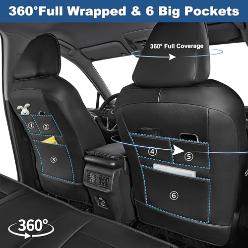 Image of For Toyota RAV4 Seat Covers 2019-2024 2025 RAV4 Hybrid /XLE(Black, 5 Seats) | Waterproof Breathable Scratch Resistant 360 Wrap Airbag Compatible