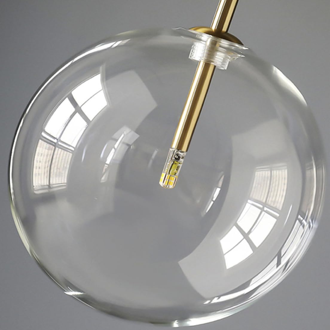 Modern Gold Pendant Light Fixtures Clear Glass Globe Pendant Lights 3 Pack Kitchen Island Lighting Farmhouse Hanging Lamp with Glass Ball Shade for Dining Room Entryway - 7.8 Inch