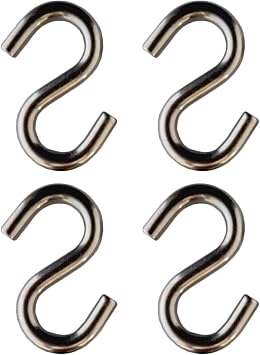 316 Marine Stainless Steel Heavy Duty S Hooks 4 Pack for Hanging Hammock, Swing, Plants, Utilitty -2.5 Inches Long, 5/16 Inch Thick
