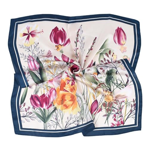 Trendy Printed Flower Scarf for Women - Career Neck Simulation Silk Scarves Bandanas for Women Hair Wrap Sleeping2