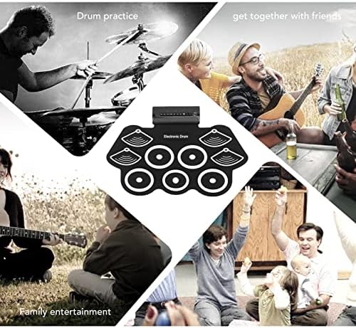 Electronic Drum Set, Electric Drum Kit Thickened Pad Roll Up Beginner Practice Pad, Portable Electronic Drum Set Practice Pad, Built in Speaker Drum Pedals Drum Sticks, for Kids