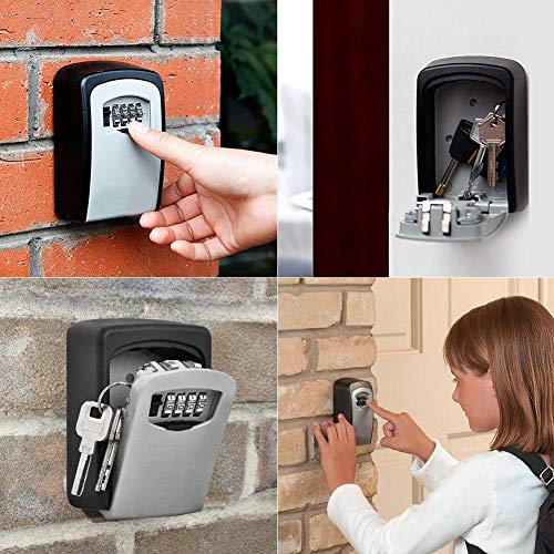 Fdit Key Lock Box Wall Mount 4-Digit Combination Key Storage Lockbox À prova d'água Combination Key