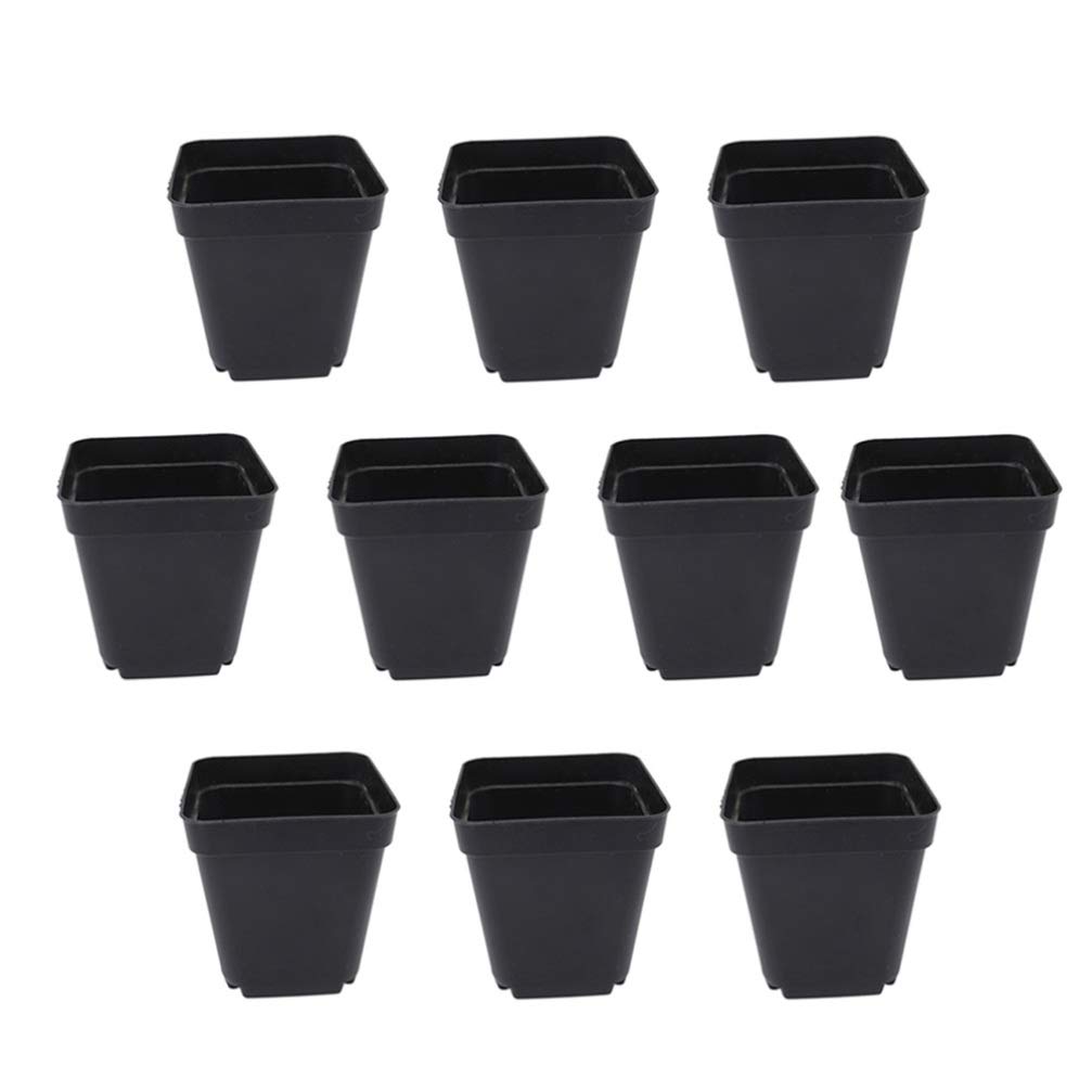 DOITOOL Godet pour Semis Noir 50Pcs - Carré Pots de Plantes en Plastique-Petit Pot de Fleur Interieur Exterieur (Noir/ 6x6x6.5cm)