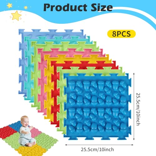 8 Stück Massage Puzzlematte Sensorische Bodenmatte Orthopädische Sensorik Spielmatte Strukturmatten für Taktile Sensorik Trainings für Kinder