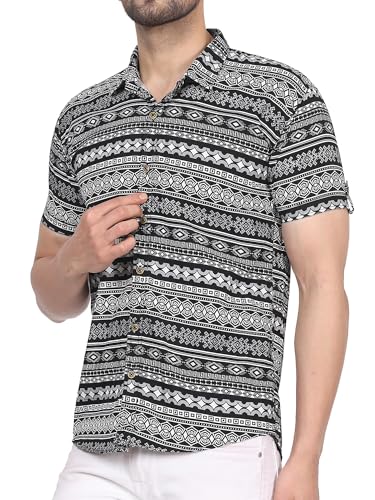 Image of CVC Fashion Men's Printed Button-Down Shirt - Aesthetic Regular Fit Half Sleeve Casual Shirt for Men, Ideal for Summer & Beach Wear