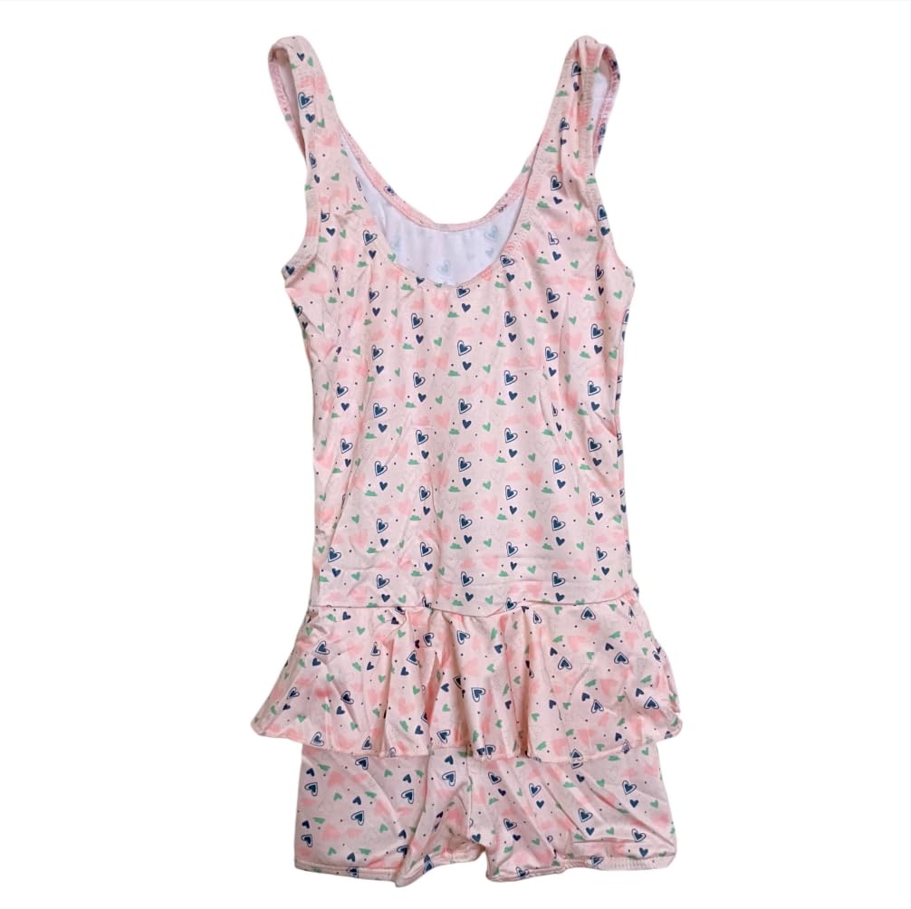THE MORNING PLAY Girls Swimming Costume for Girls Set with Cap and Goggles, Multi-Colour, Ages 2-11 Years (in, Age, 2 Years, 3 Years, Regular, Pink) 1