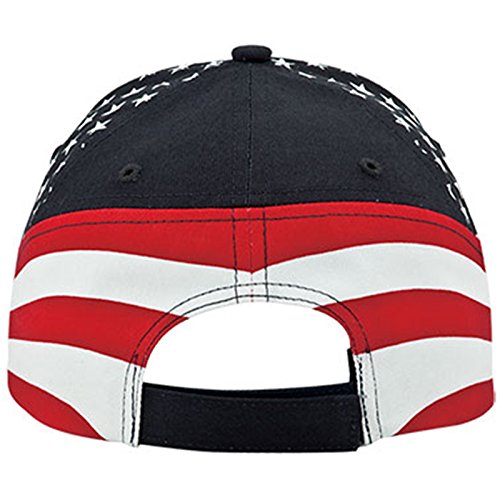 MG Washed Cotton Twill Stars & Stripes USA Ball Cap Hat (Red/White/Blue)