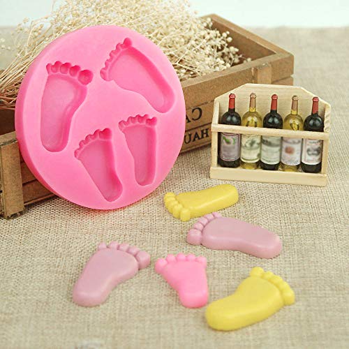 wudidianzi Molde de cobertura de silicone para pés de bebê 3D faça você mesmo chocolate artesanal, m