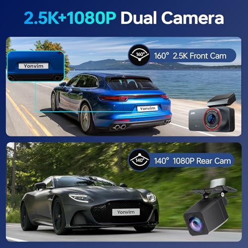 Dash Camera 2.5K QHD 3.39 IPS für Front- und Heckkamera mit kostenloser 32GB-Karte | Dashcam Auto...