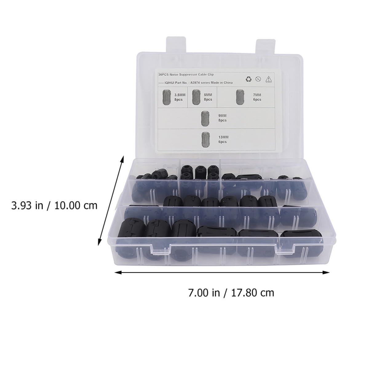 Healeved 36pezzi Filtri Antirumore con Nucleo in Ferrite Rimovibile Clip Autoadattante per Cavi Alimentazione USB Audio e Dati Riduzione Interferenze Elettromagnetiche Facile Installazione