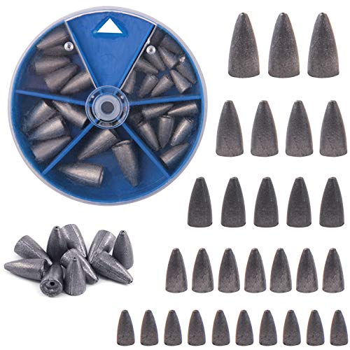 JSHANMEI Fishing Worm Weight Sinkers Bullet Weight Fishing Sinkers Assortment Kit Fishing Tackle Box Set 29pcs