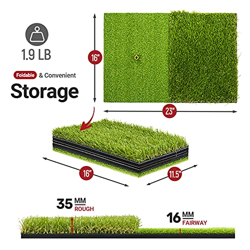 SAPLIZE Foldable Heavy-Duty Golf Hitting Mat, Practice Mat with 10mm EVA Rubber Backing, Larger Size for Indoor/Outdoor Swing and Chipping Practice, Anti-Deformation - Image 6