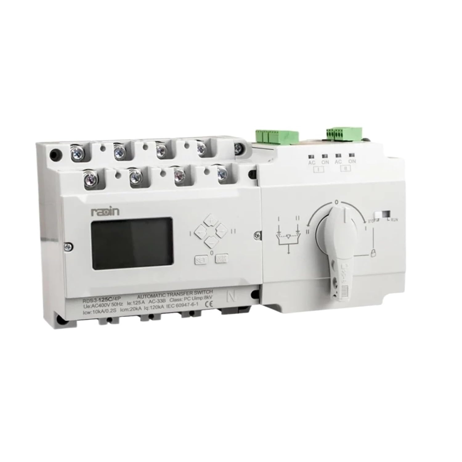 1PCS ATS RDS3-125D/4P Radin Generator Dual Power Automatic Transfer Switch with Control Panel Circuit Breaker 63A 100A 125A C/D Type(400A to 630A C Type)