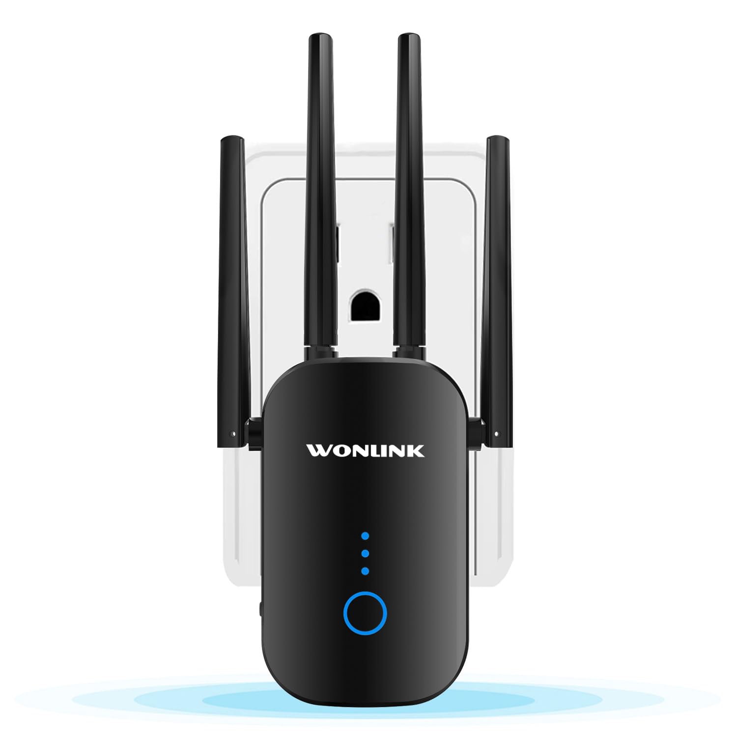 WONLINK Amplificador Señal WiFi, Repetidor WiFi Doble Banda 5G y 2.4GHz, Extensor de WiFi con Puerto Ethernet, Amplificador WiFi Potente con 4 Antenas, 1200Mbps WiFi Booster con WPS, MU-MIMO