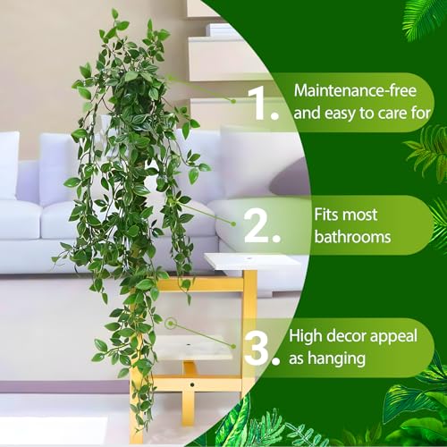 luluaday Artificial Hanging Plants, 4 Pack Fake Plants with Black Pots, Fake Ivy Faux Plant for Home Room Wall Shelf Bathroom Office Indoor Outdoor Decor - Cosy Home Interiors luluaday Artificial Hanging Plants, 4 Pack Fake Plants with Black Pots, Fake Ivy Faux Plant for Home Room Wall Shelf Bathroom Office Indoor Outdoor Decor - Image 3