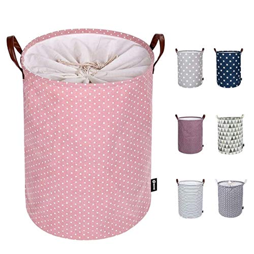 Skevic Cesto Ropa Sucia Extra Grande, Cesta Ropa Sucia Plegable con Revestimiento Impermeable - Cubo Ropa Sucia Algodón de Lino, Bolsas Almacenamiento Colada Tela Cestas Almacenaje (Rosa)