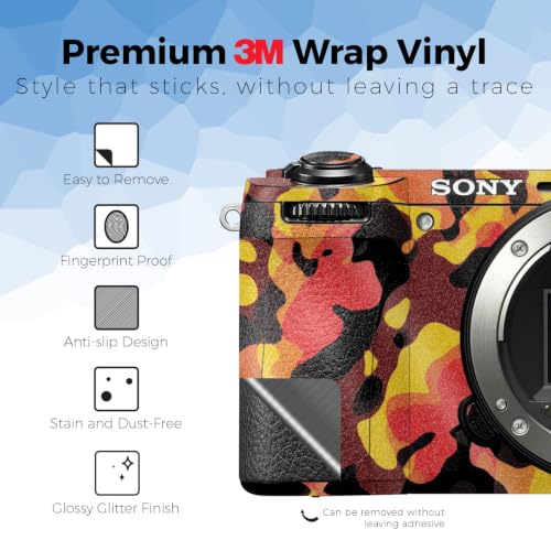 Image of Glossy Glitter Camera Skin Compatible with Sony A6700 Mirrorless Camera (2023) - Warm Modern Camo - Premium 3M Vinyl Protective Wrap Decal Cover - Easy to Apply | Crafted in the USA by MightySkins
