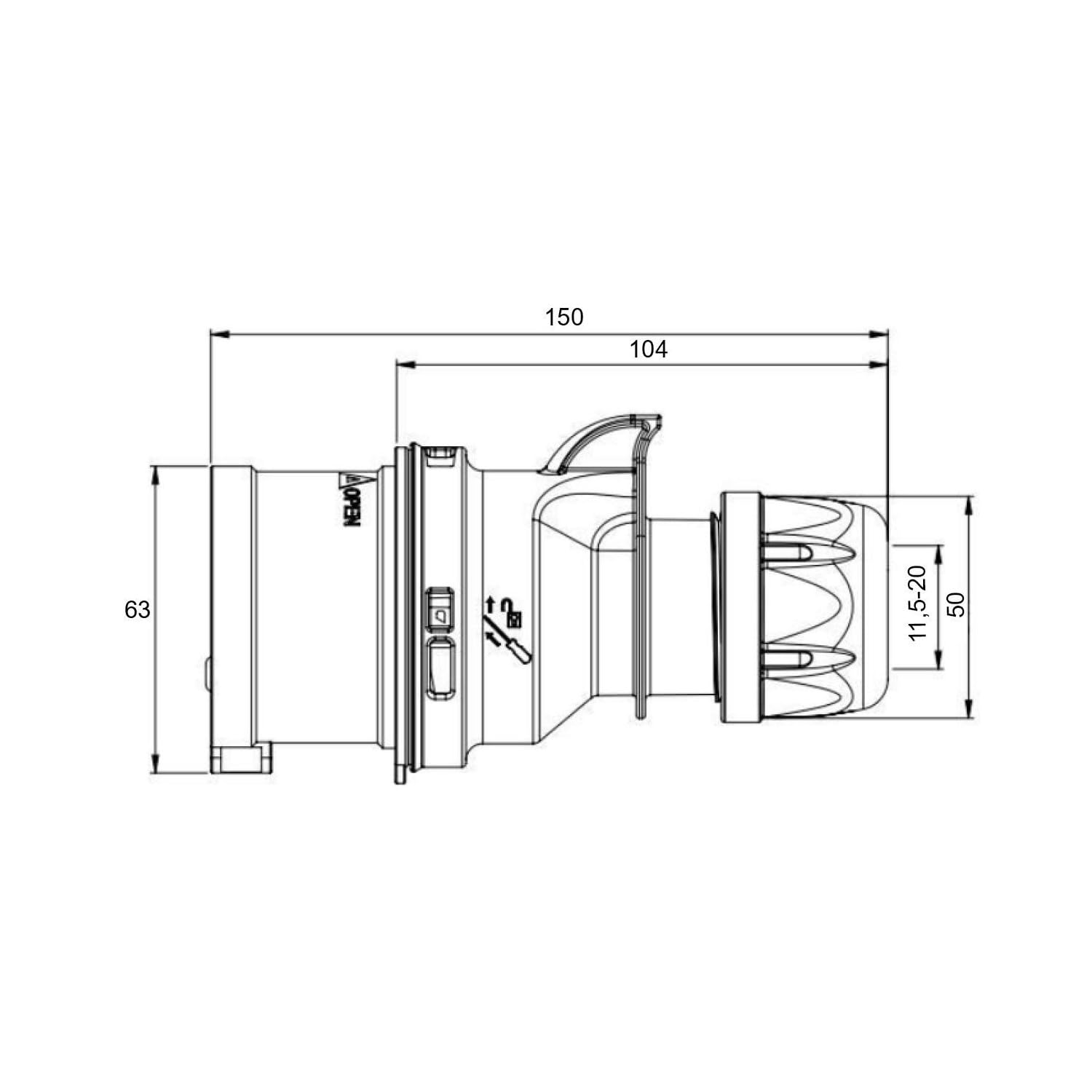PC Electric 08503 Inversor De Fase Aéreos, Código hora 6, IP44-32A-3P+T-380/415V