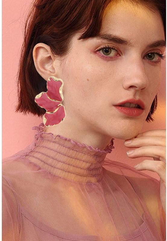 coadipress Irregular Flower Earrings for Women Unique Statement Petal Dangle Earrings Large Colorful Flower Earrings Fashion Chunky Floral EarringsTrendy Statement Earrings Jewelry Gifts - Image 3